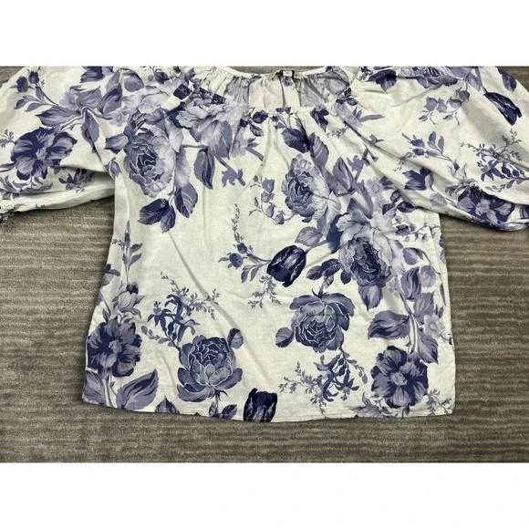 🍁Laura Ashley Blue Floral Blouse - Picture 3 of 12
